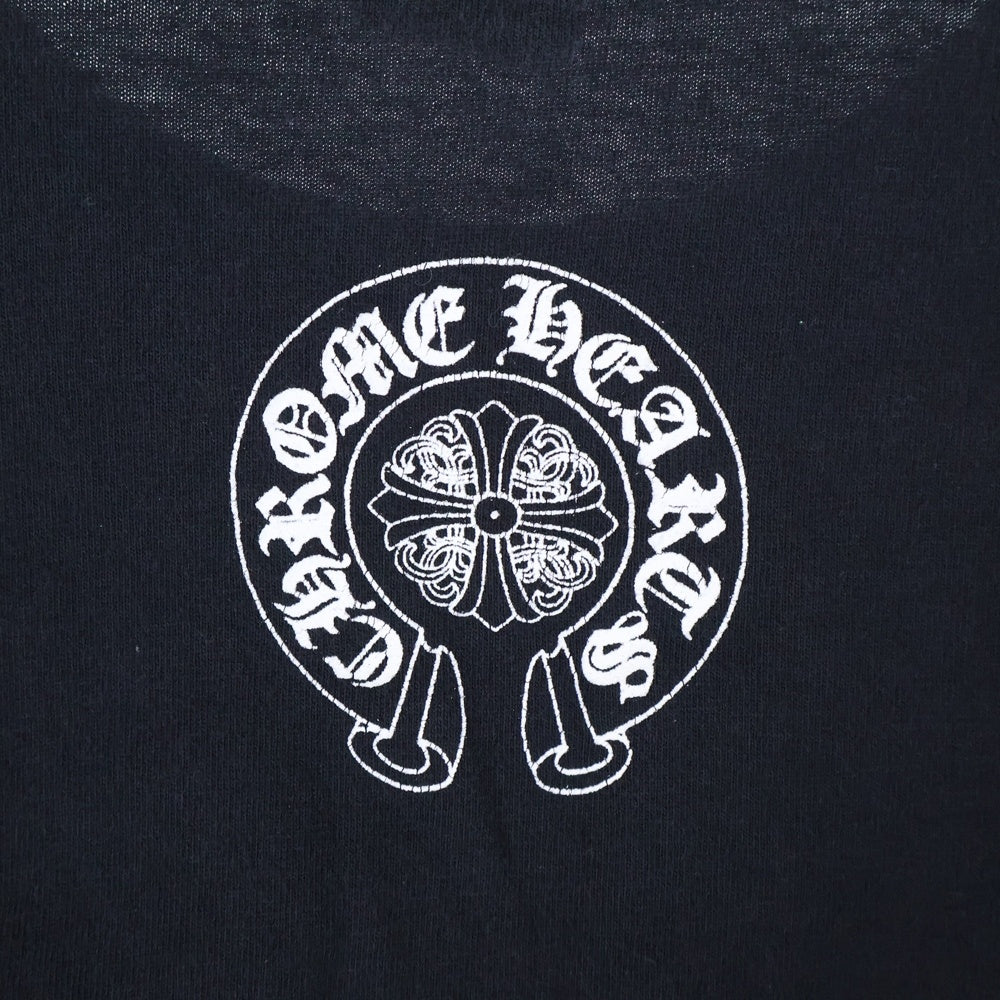 CHROME HEARTS(クロムハーツ) OLD Dagger Logo Print Long TEE オールドモデル フロントダガーロゴ 袖フローラルプリント 長袖Tシャツ カットソー ブラック/ホワイト