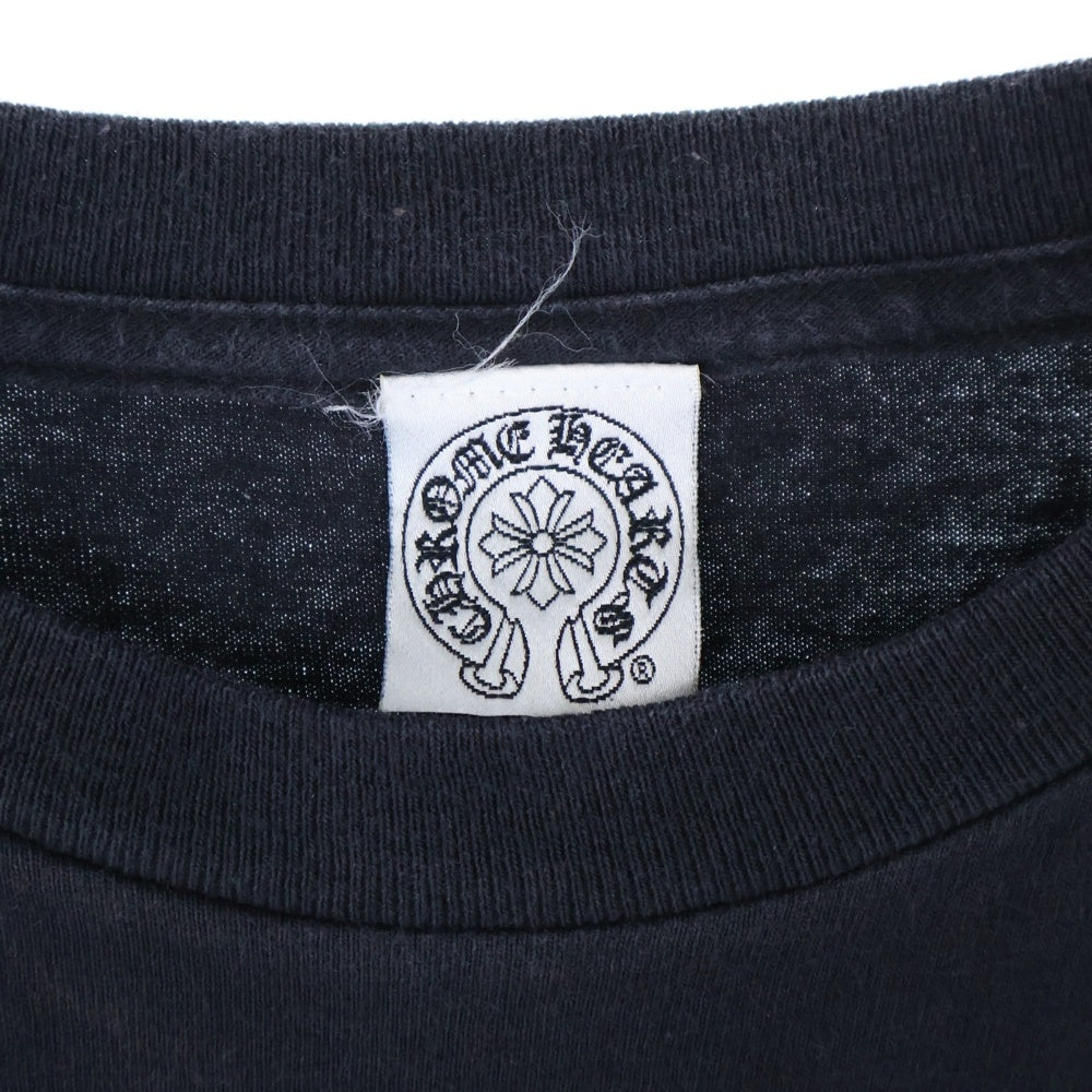 CHROME HEARTS(クロムハーツ) OLD Dagger Logo Print Long TEE オールドモデル フロントダガーロゴ 袖フローラルプリント 長袖Tシャツ カットソー ブラック/ホワイト