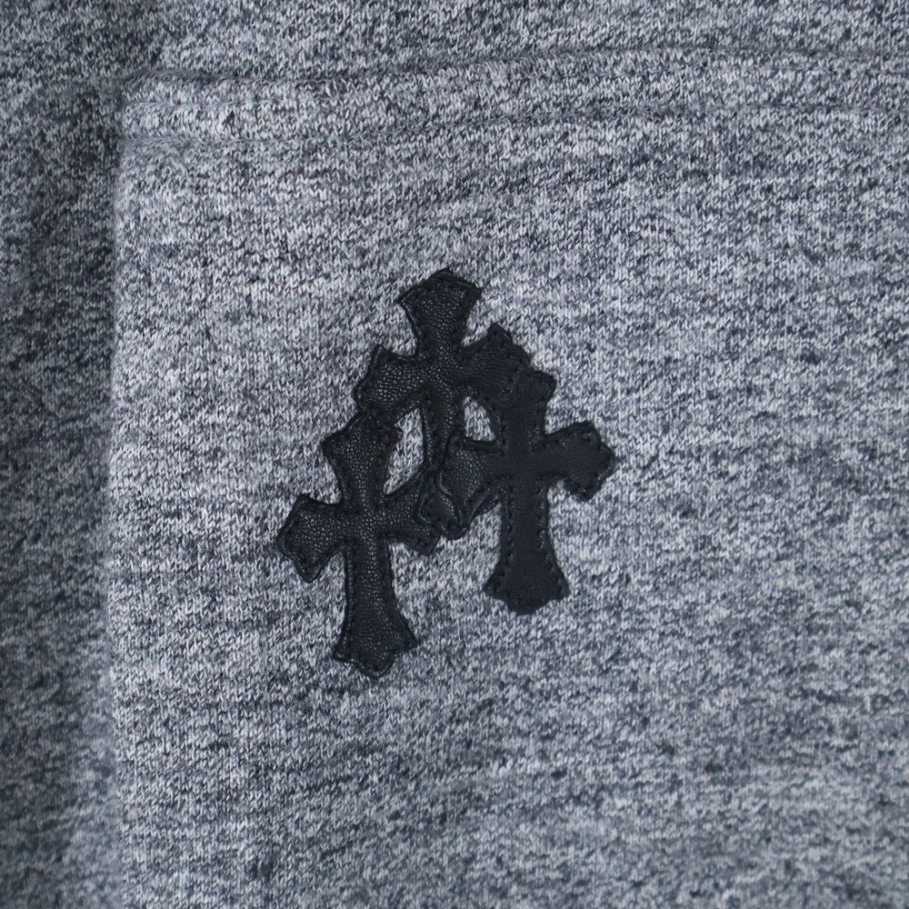 CHROME HEARTS(クロムハーツ) Cross Patch Scroll Label Crewneck Sweatshirt クロスパッチクルーネックスウェットシャツ 半袖スウェットTシャツ グレー