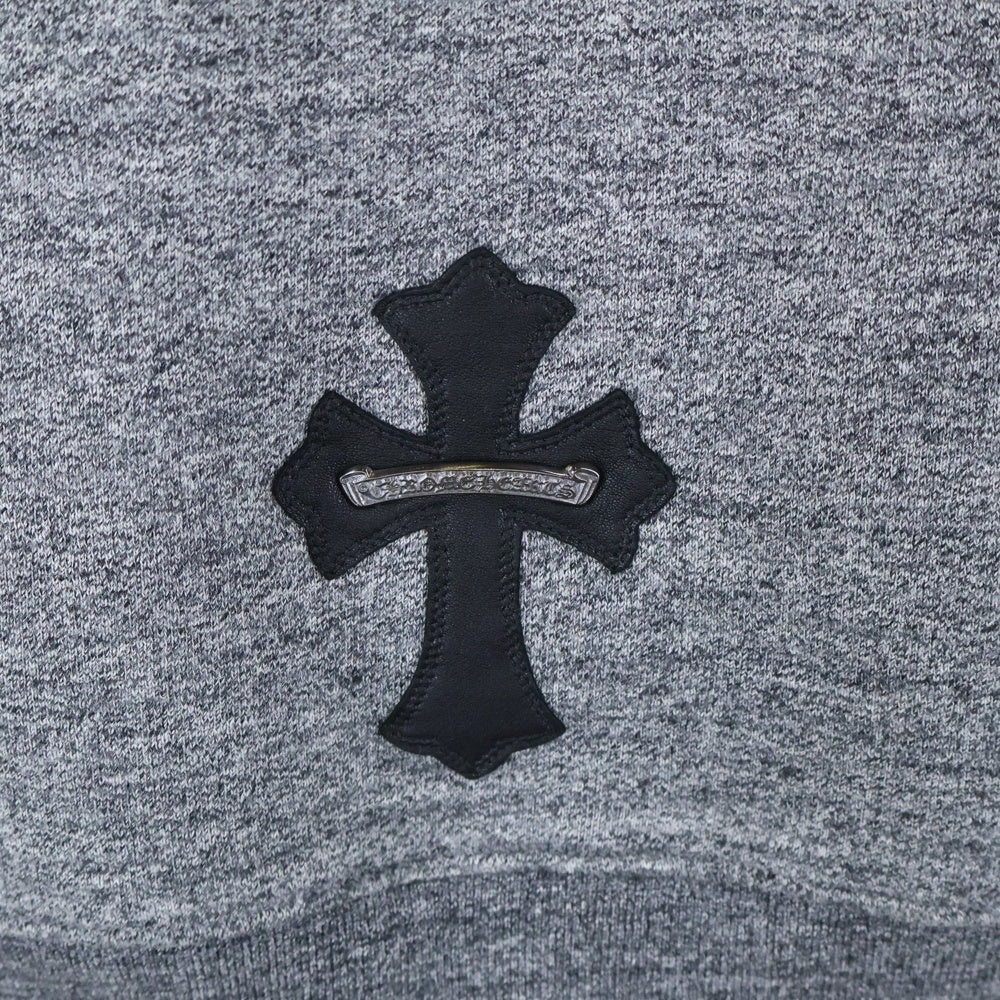 CHROME HEARTS(クロムハーツ) Cross Patch Scroll Label Crewneck Sweatshirt クロスパッチクルーネックスウェットシャツ 半袖スウェットTシャツ グレー