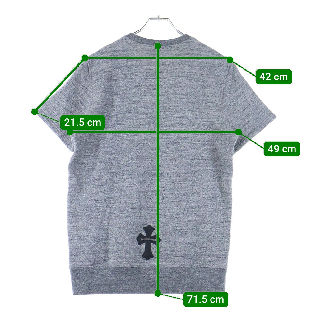CHROME HEARTS(クロムハーツ) Cross Patch Scroll Label Crewneck Sweatshirt クロスパッチクルーネックスウェットシャツ 半袖スウェットTシャツ グレー
