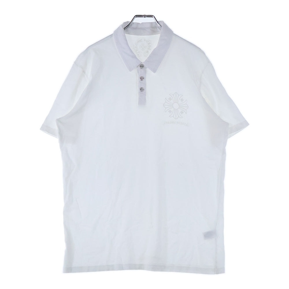 CHROME HEARTS(クロムハーツ) BS FLUER BSフレアボタン コットン 半袖ポロシャツ ホワイト