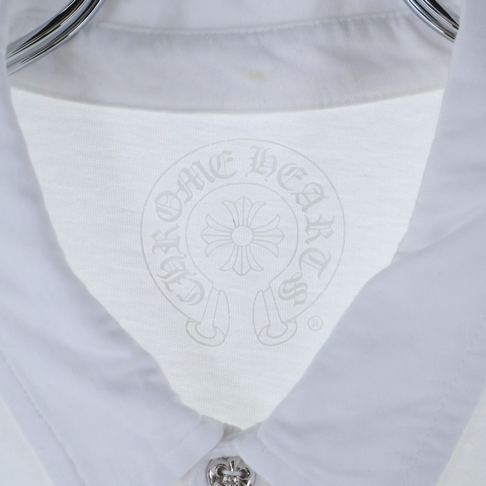 CHROME HEARTS(クロムハーツ) BS FLUER BSフレアボタン コットン 半袖ポロシャツ ホワイト