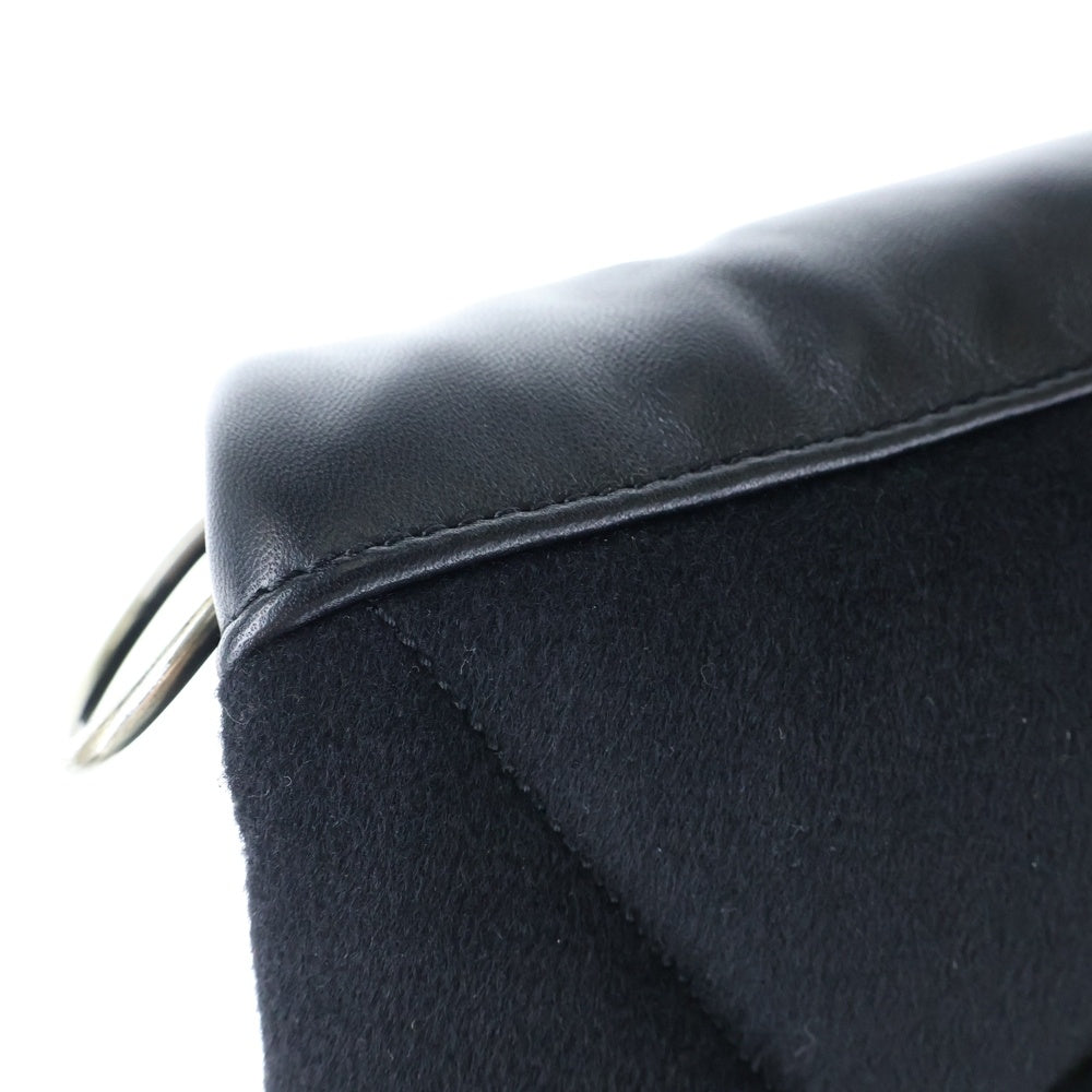 HERMES(エルメス) レザーセリエワッペン付き カシミヤ ショート丈 ダウンベスト レディース ブラック