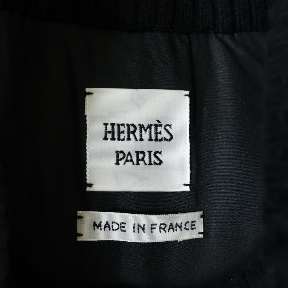 HERMES(エルメス) レザーセリエワッペン付き カシミヤ ショート丈 ダウンベスト レディース ブラック