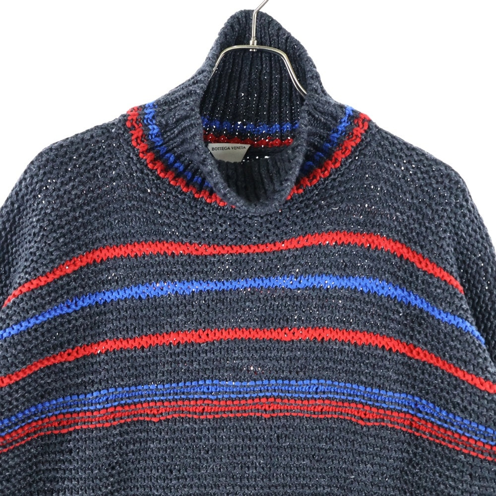 BOTTEGA VENETA(ボッテガヴェネタ) リネン混 ヘビーニット ナイネックボーダーセーター グレー 737746 V2RH0