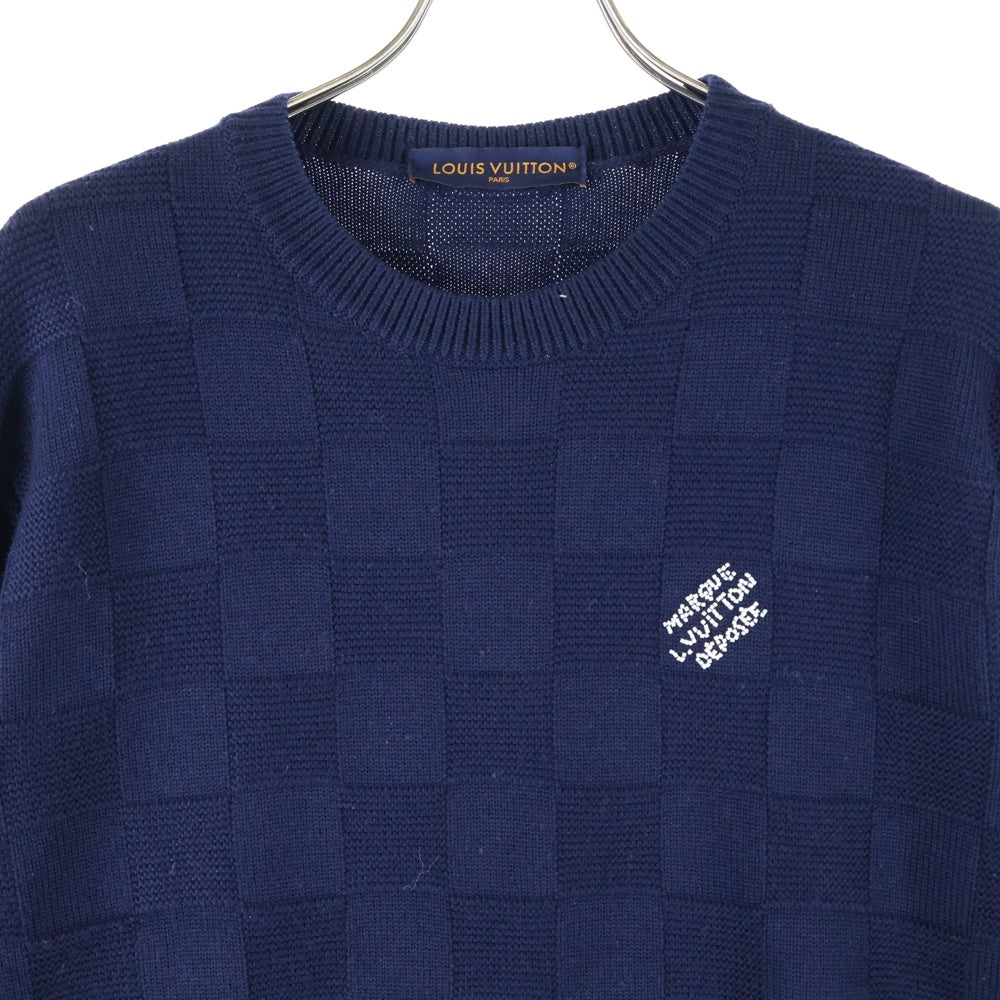 LOUIS VUITTON(ルイヴィトン) 24SS ダミエ クルーネックニット ネイビー RM241 ZLL HQN69W