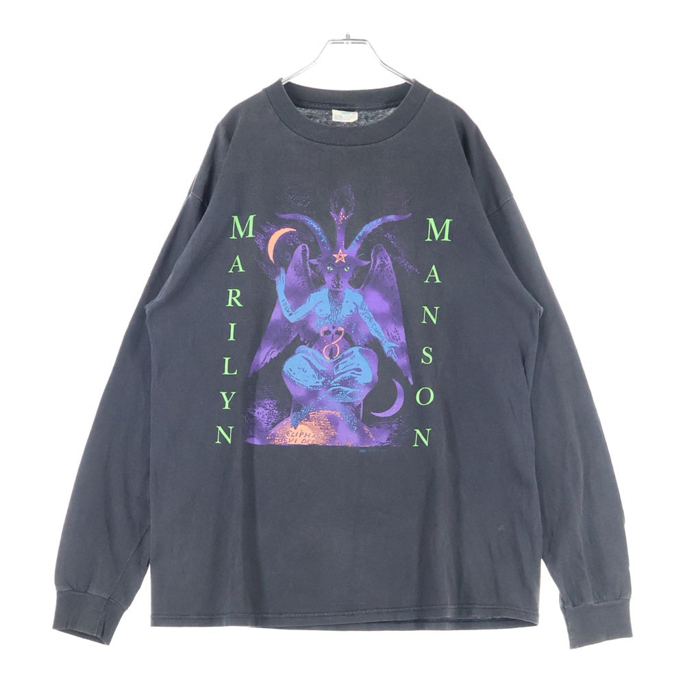 VINTAGE(ヴィンテージ) 90s MARILYN MANSON 1996 NO FORGIVENESS WHEN I'M GOD EVERYONE DIES マリリンマンソン プリント長袖Tシャツ カットソー ブラック