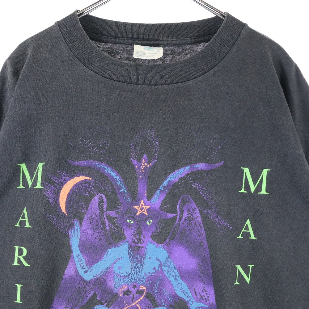 VINTAGE(ヴィンテージ) 90s MARILYN MANSON 1996 NO FORGIVENESS WHEN I'M GOD EVERYONE DIES マリリンマンソン プリント長袖Tシャツ カットソー ブラック