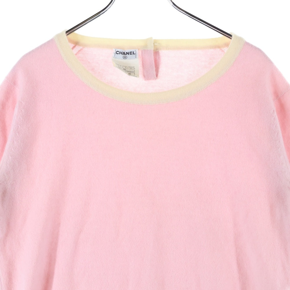 CHANEL(シャネル) カシミヤ クルーネック半袖ニット セーター ピンク レディース PO6261V00269