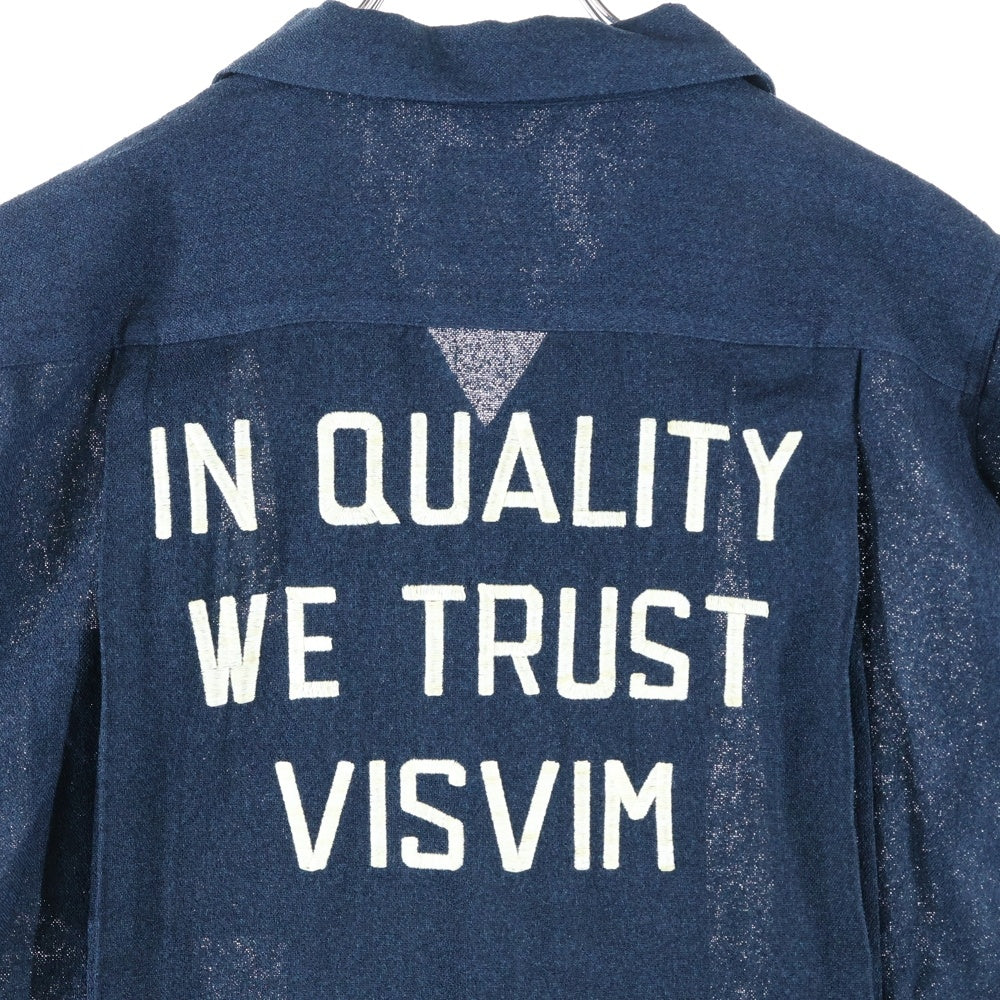 VISVIM(ヴィスヴィム) HACKING SHIRT S/S VT SILK ハッキング 刺繍入り 半袖シルクシャツ ネイビー 0123305011003