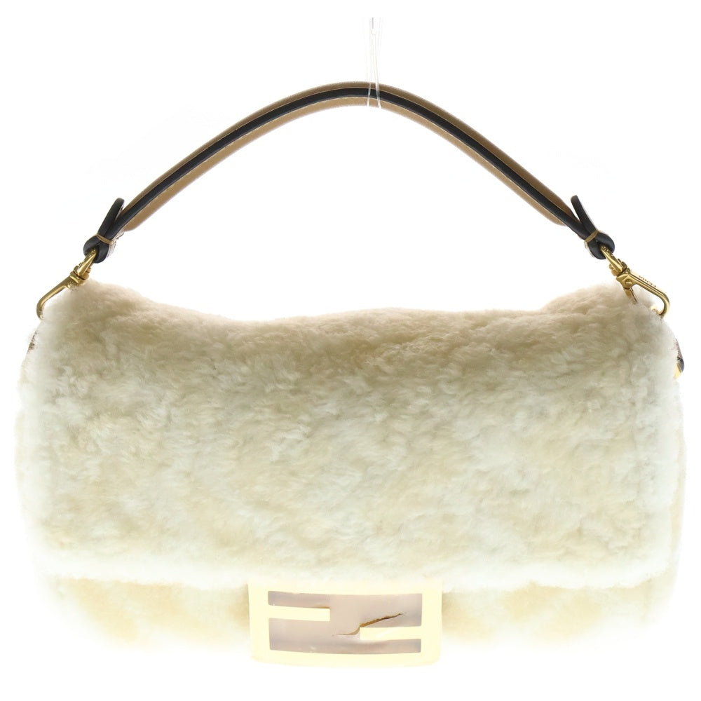 FENDI(フェンディ) マンマバゲット シープスキン ムートン 2Wayチェーンショルダーバッグ アイボリー