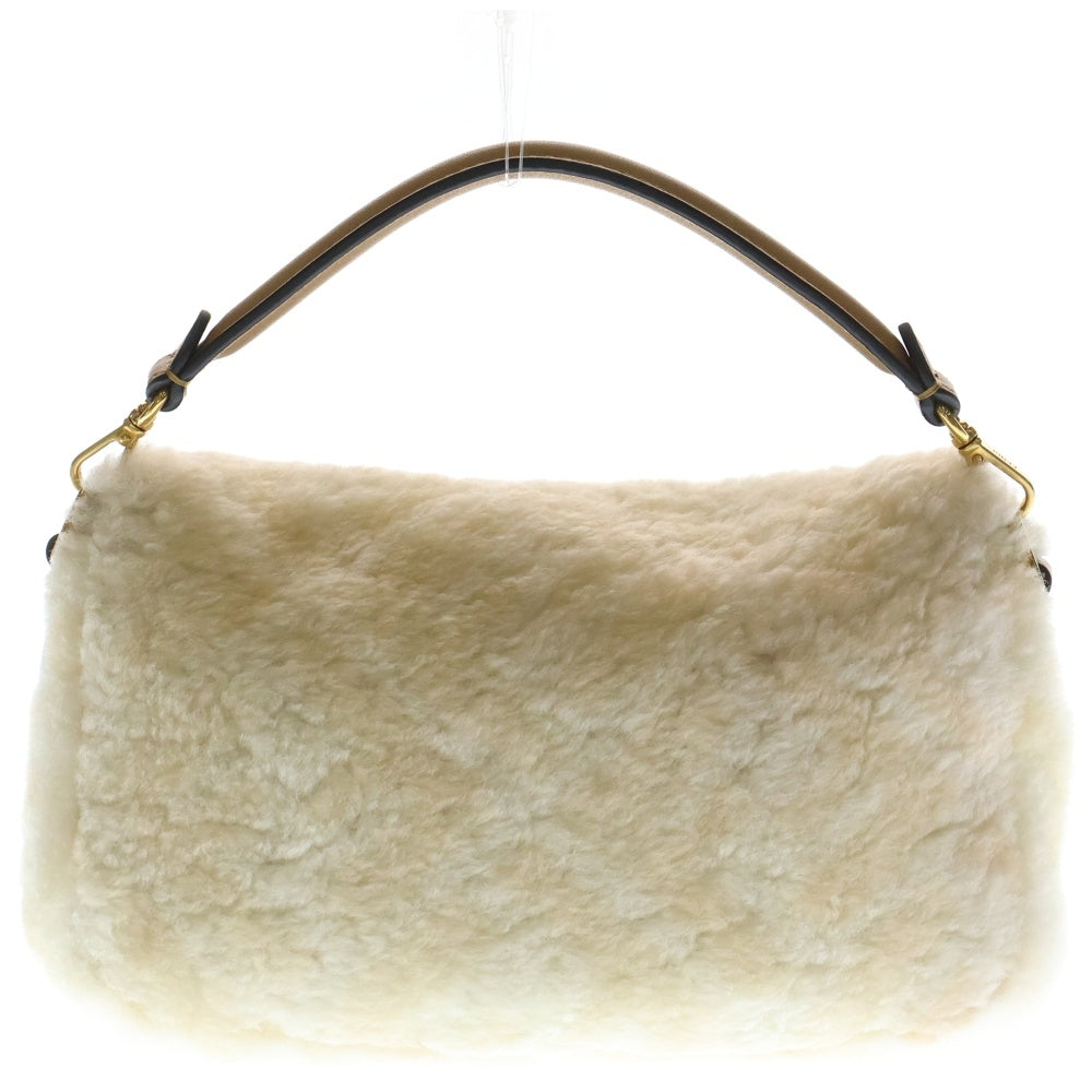FENDI(フェンディ) マンマバゲット シープスキン ムートン 2Wayチェーンショルダーバッグ アイボリー