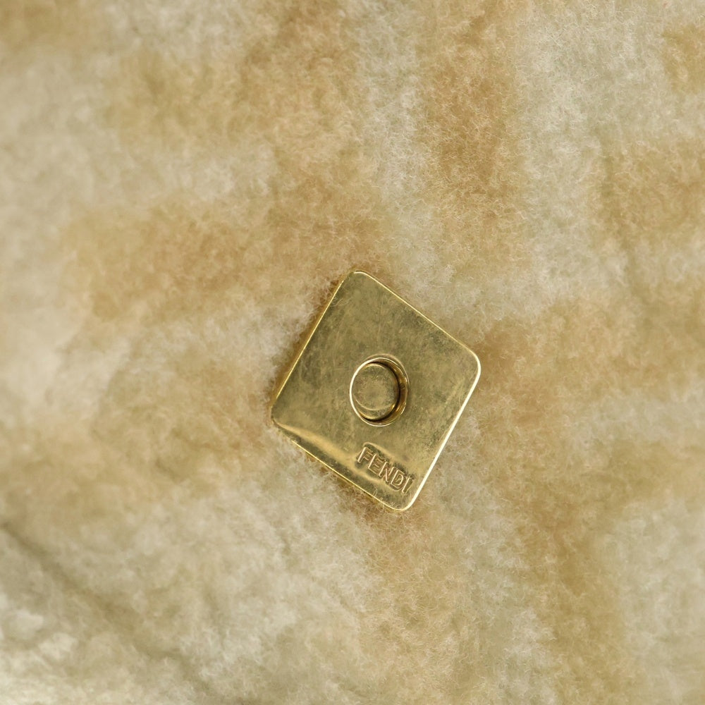 FENDI(フェンディ) マンマバゲット シープスキン ムートン 2Wayチェーンショルダーバッグ アイボリー