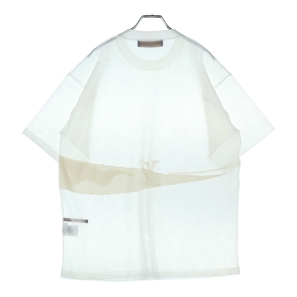 LOUIS VUITTON(ルイヴィトン) カシミヤ LV ロゴ ジャガード シースルー メッシュ半袖Tシャツ ホワイト HGN74WJYL
