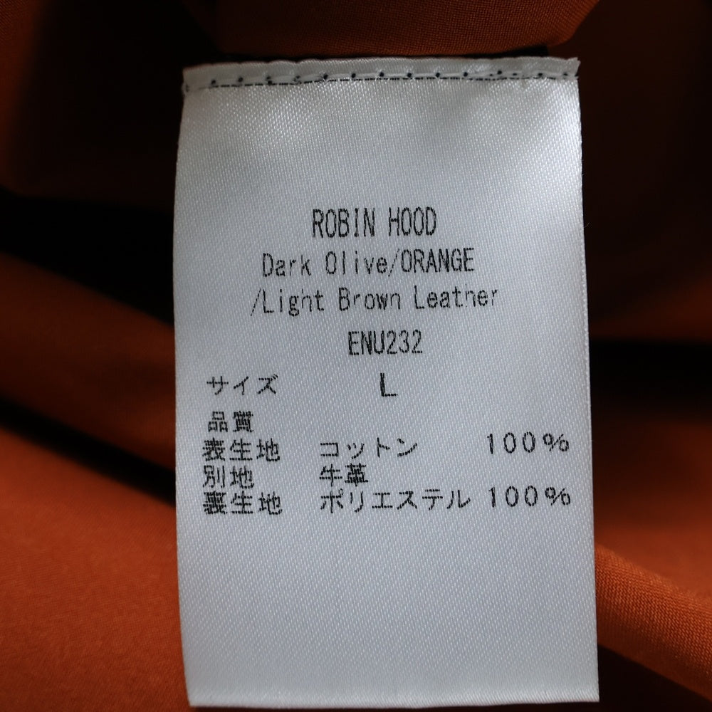 NO BRAND(ノーブランド) Robin Hood Waterproof Waxed Jacket 襟レザー オイルドジャケット ブラック/オレンジ