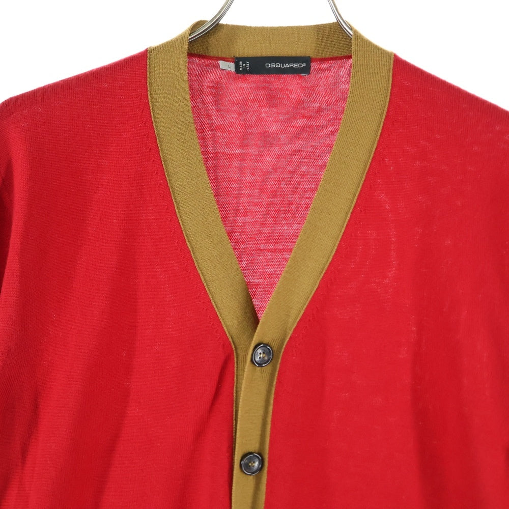 DSQUARED2(ディースクエアード) カーディガン ウール エルボーパッチ レッド