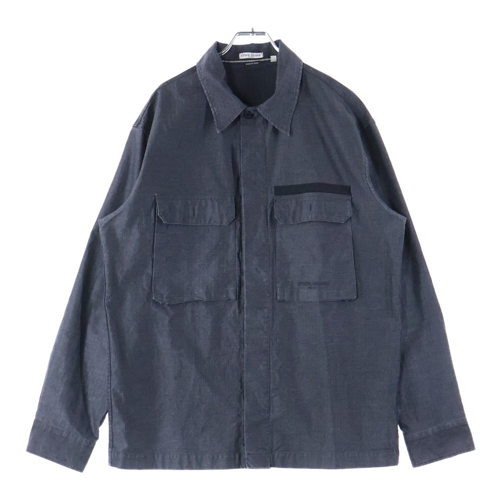 STONE ISLAND(ストーンアイランド) ポケットロゴ刺繍 コットン 長袖シャツ ワークシャツ グレー 43151407