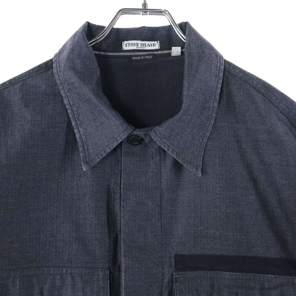 STONE ISLAND(ストーンアイランド) ポケットロゴ刺繍 コットン 長袖シャツ ワークシャツ グレー 43151407