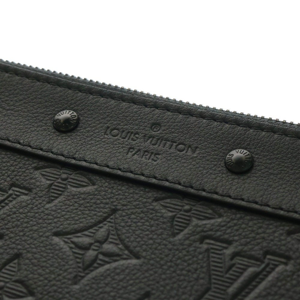 LOUIS VUITTON(ルイヴィトン) ポシェット トゥ ゴー モノグラムシャドウ レザークラッチバッグ ブラック M81570/ICチップ