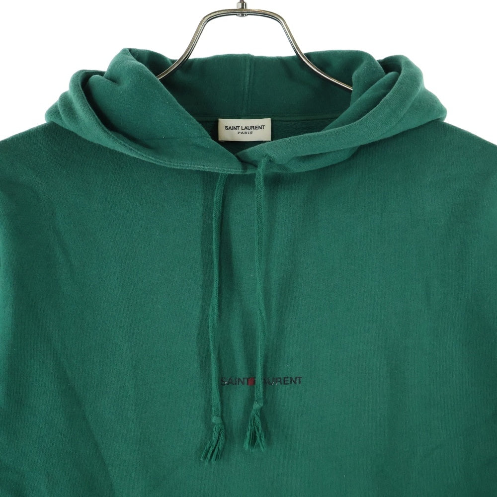 SAINT LAURENT PARIS(サンローランパリ) フロントロゴプリント コットン プルオーバーパーカー グリーン 643014 YBQZ2