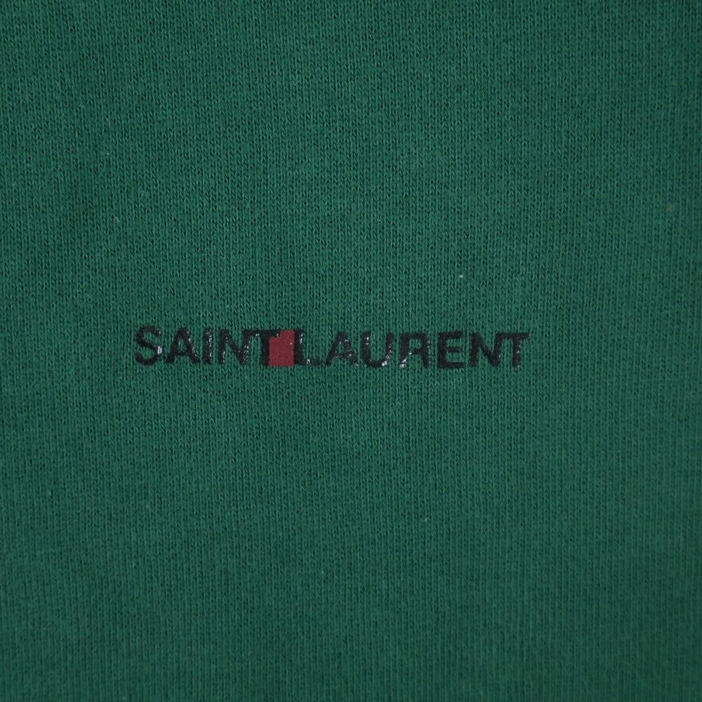 SAINT LAURENT PARIS(サンローランパリ) フロントロゴプリント コットン プルオーバーパーカー グリーン 643014 YBQZ2