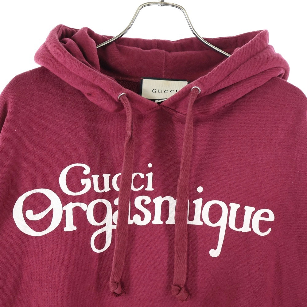 GUCCI(グッチ) 20SS Orgasmique Sweat Hoodie フロントロゴプリント コットン プルオーバーパーカー ボルドー 623244 XJCK0