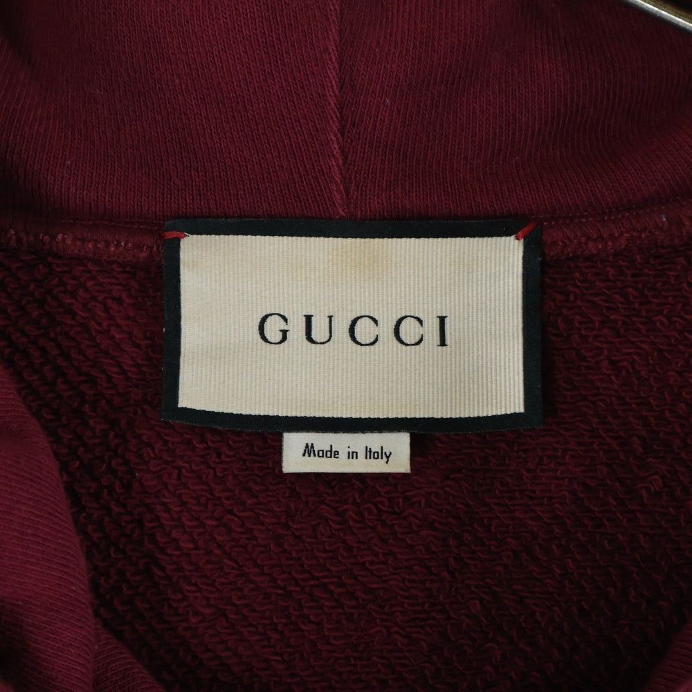 GUCCI(グッチ) 20SS Orgasmique Sweat Hoodie フロントロゴプリント コットン プルオーバーパーカー ボルドー 623244 XJCK0