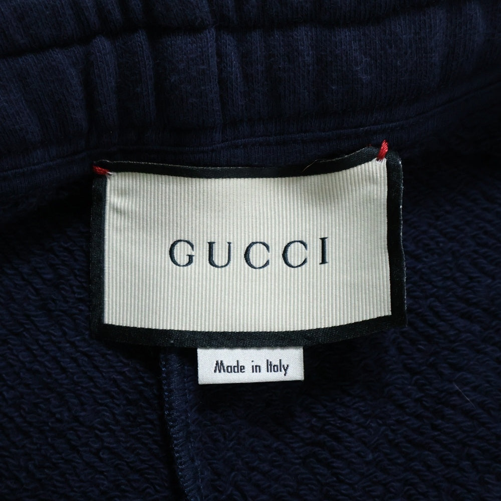 GUCCI(グッチ) 18AW ×MLB NY ニューヨーク ヤンキース NY刺繍 ロゴプリント スウェットパンツ ネイビー 497252 X949B