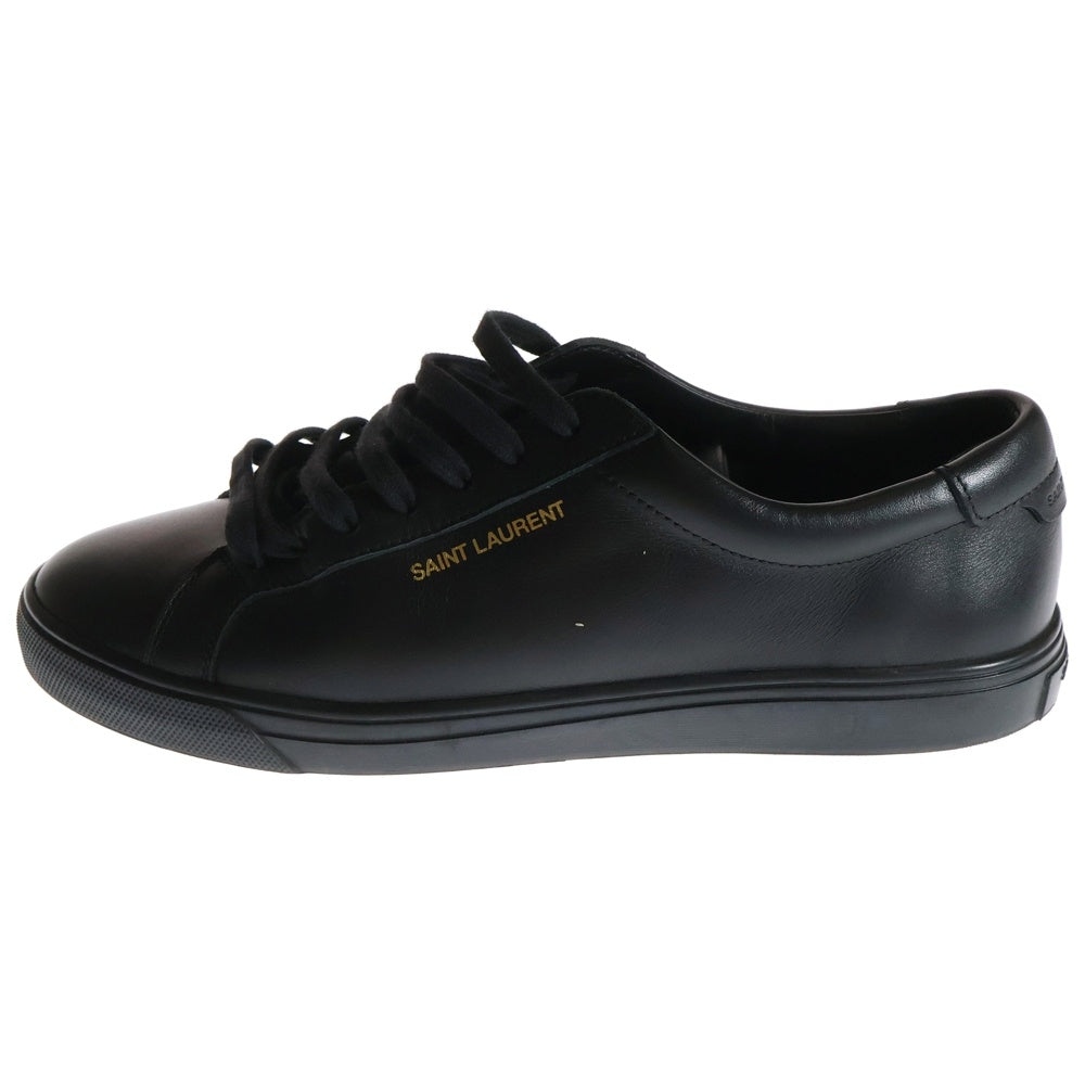 SAINT LAURENT PARIS(サンローランパリ) ロゴプリント ラバーアウトソール レザー ローカットスニーカー ブラック DE 606831 レディース