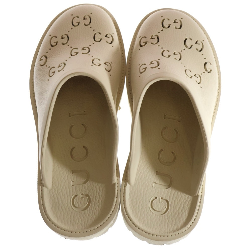 GUCCI(グッチ) パーフォレーテッドGG ラバースリッポン サンダル アイボリー 655517