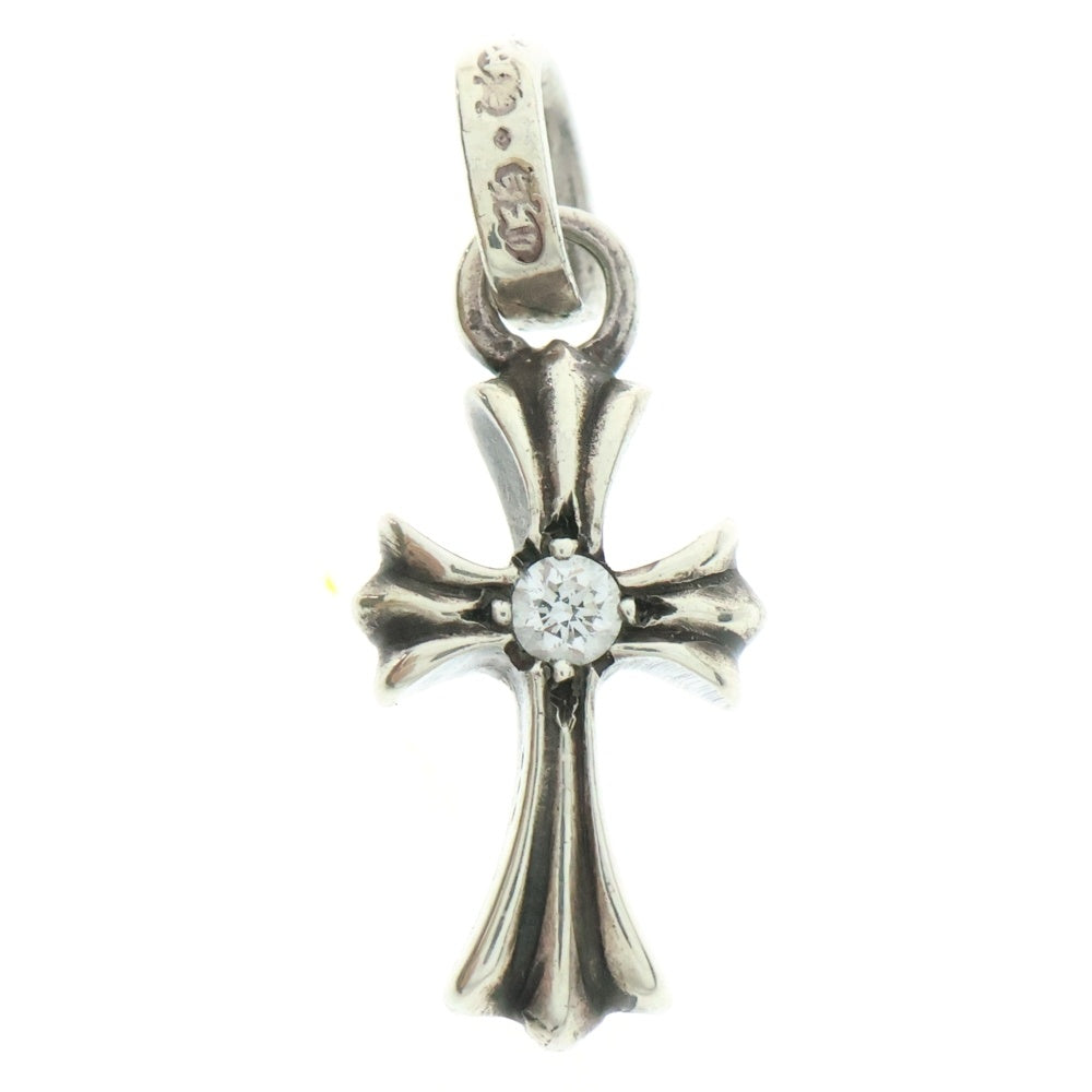 CHROME HEARTS(クロムハーツ) CRS BBYFAT DMND A ベイビーファットクロス ワンポイントアフターダイヤ ペンダントトップ シルバー