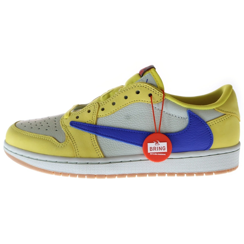 NIKE(ナイキ) ×TRAVIS SCOTT WMNS AIR JORDAN 1 RETRO LOW OG CANARY ウィメンズ エアジョーダン1 カナリー ローカットスニーカー イエロー US10/27cm DZ4137-700
