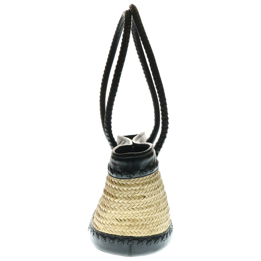 CHROME HEARTS(クロムハーツ) STRAW ストロー BSフレア レザー切替 トートバッグ カゴバッグ ブラック/ベージュ