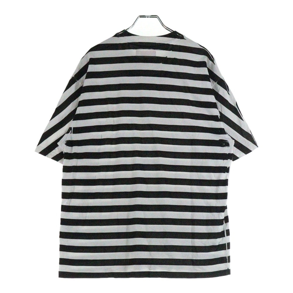 SUPREME(シュプリーム) 18SS Bar Stripe Tee バーストライプ ボーダー ロゴ刺繍 クルーネック半袖Tシャツ カットソー ブラック/ホワイト