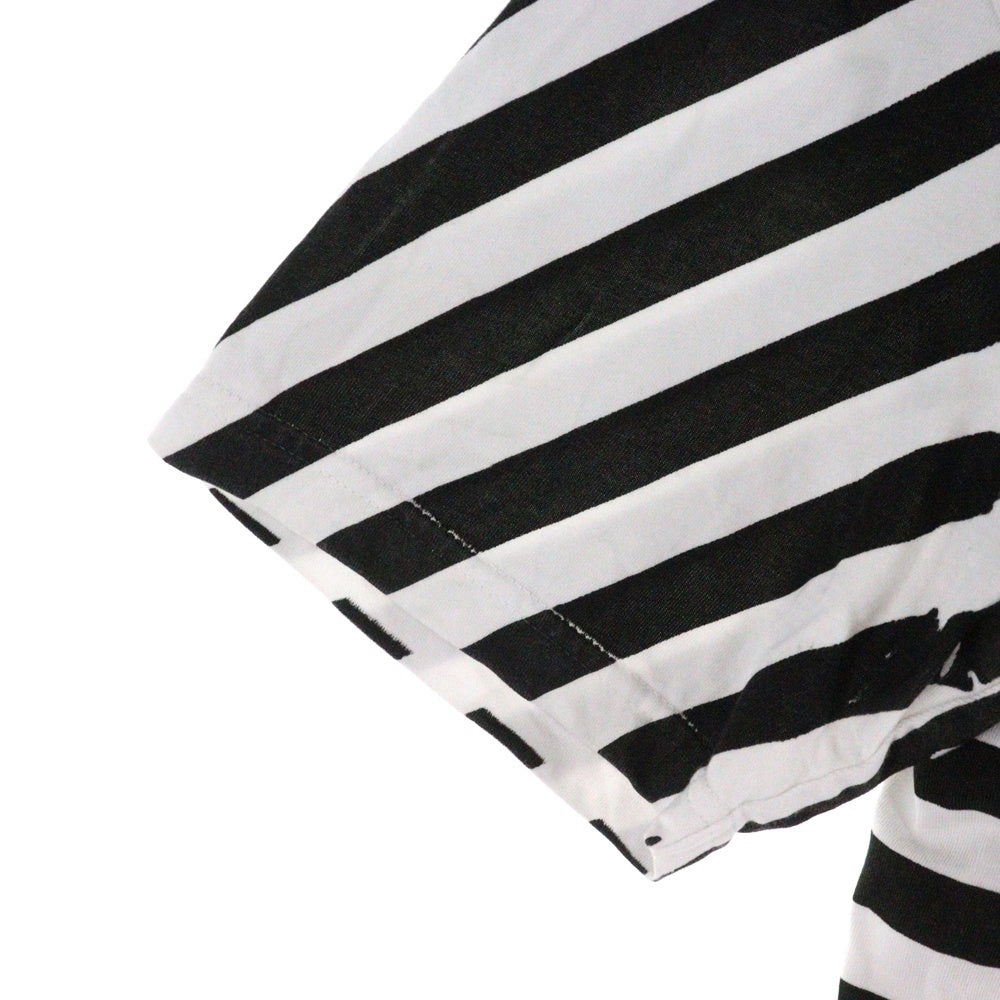 SUPREME(シュプリーム) 18SS Bar Stripe Tee バーストライプ ボーダー ロゴ刺繍 クルーネック半袖Tシャツ カットソー ブラック/ホワイト