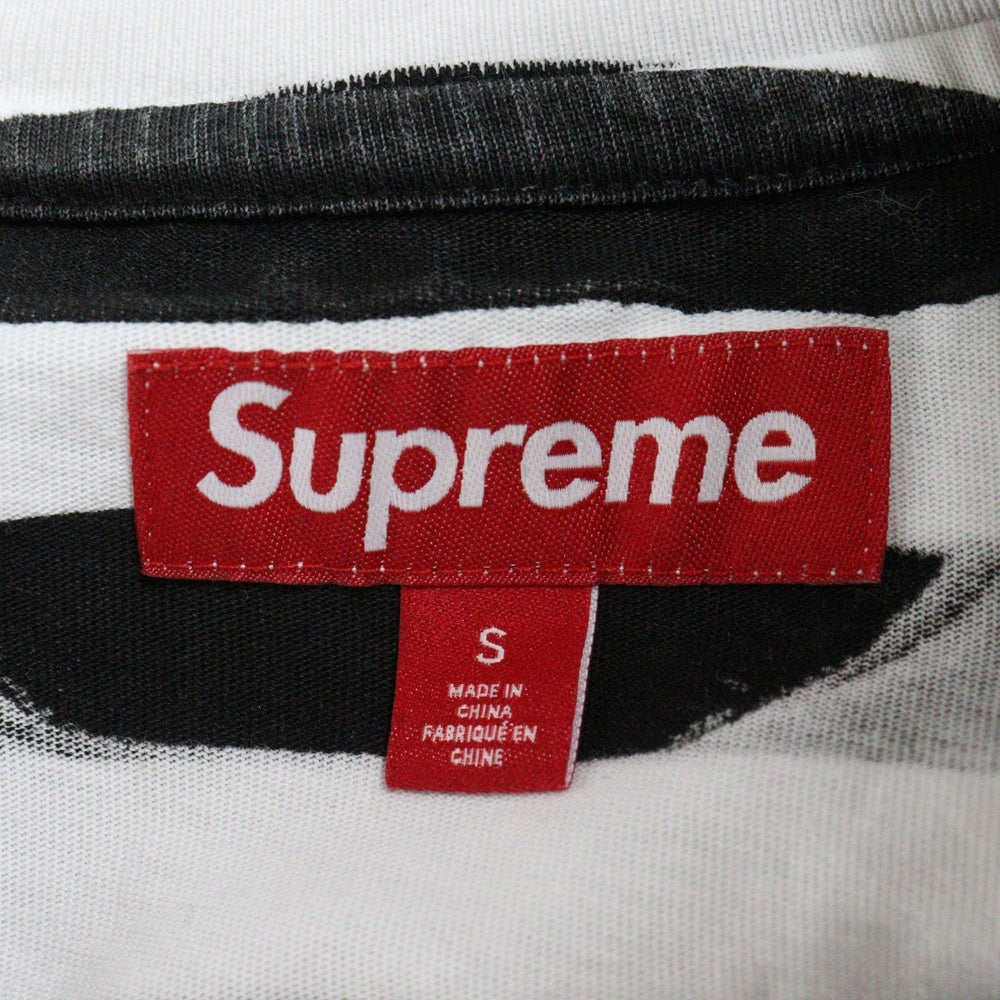 SUPREME(シュプリーム) 18SS Bar Stripe Tee バーストライプ ボーダー ロゴ刺繍 クルーネック半袖Tシャツ カットソー ブラック/ホワイト