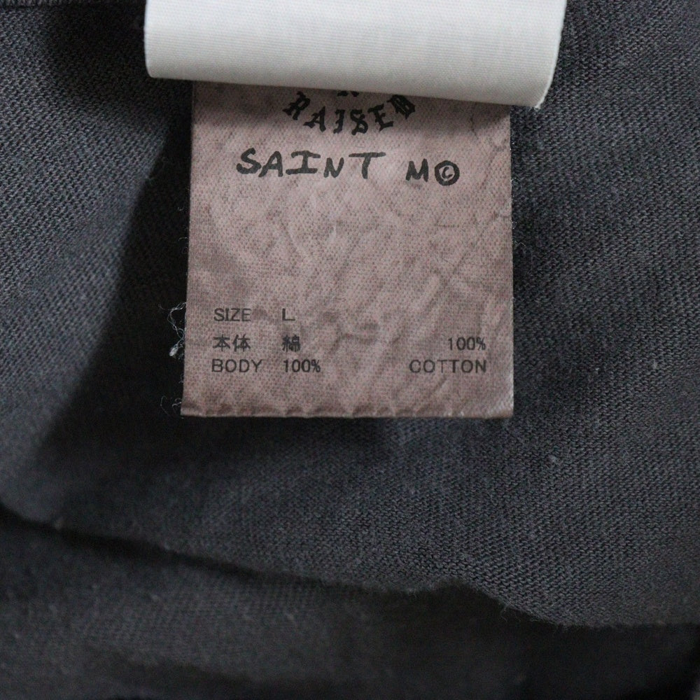 SAINT MICHAEL(セントマイケル) 24AW BORN & RAISED ボーンアンドレイズド クルーネック 長袖カットソー Tシャツ グレー SM-YS1-0000-C40