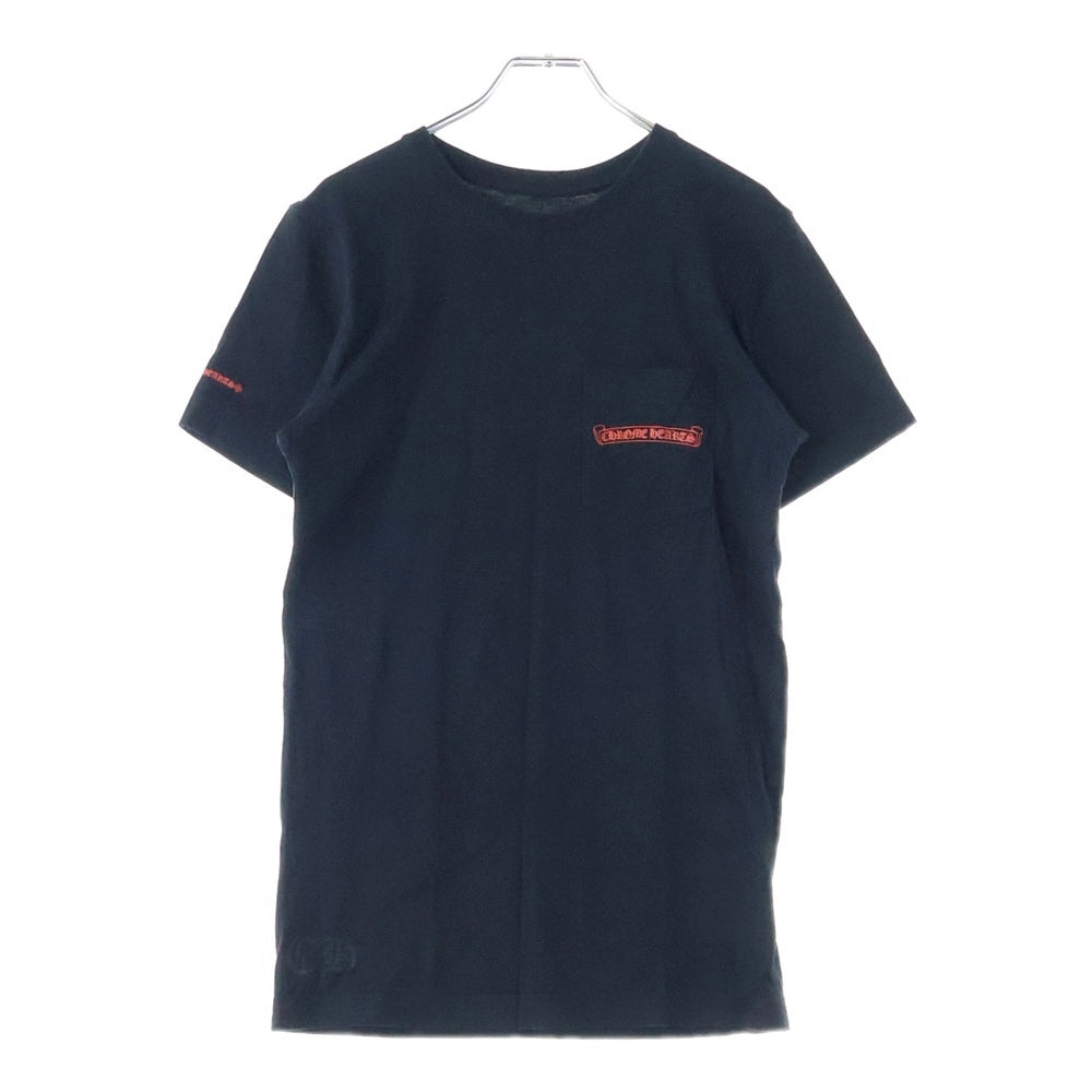 CHROME HEARTS(クロムハーツ) CH T-SHRT スクロールラベル ロゴ バックプリント 半袖Tシャツ ブラック/レッド