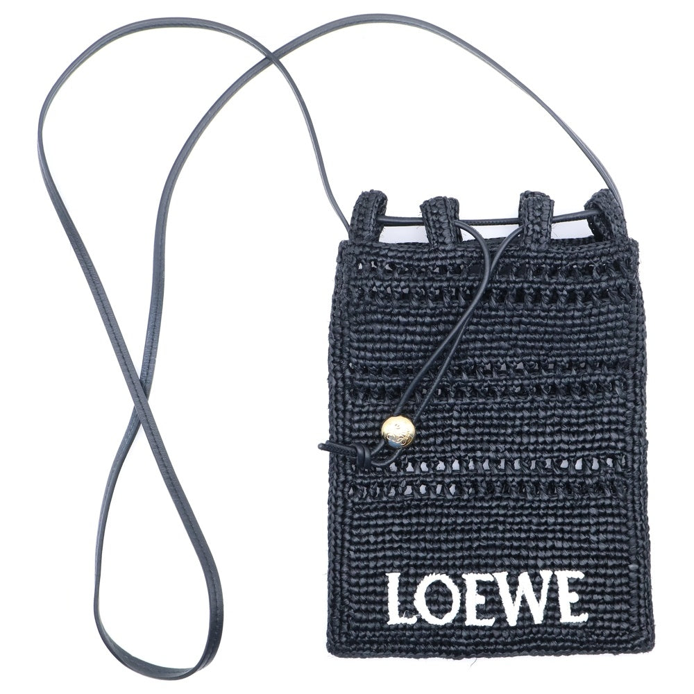 LOEWE(ロエベ) ラフィア ドローストリング アナグラム ショルダーバッグ ブラック C756PHPX05 レディース