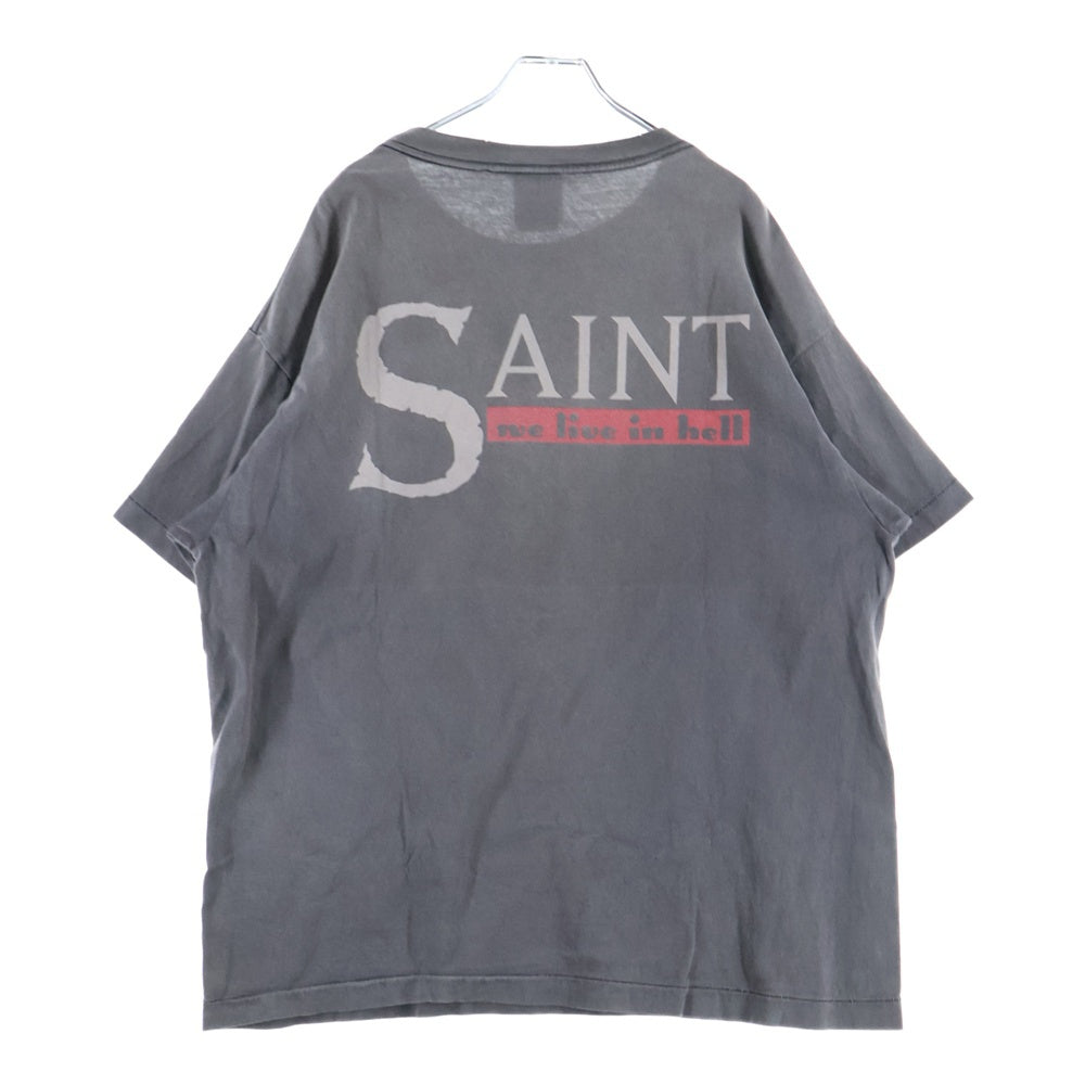SAINT MICHAEL(セントマイケル) 23SS WE LIVE HELL 両面プリント クルーネック 半袖Tシャツ グレー SM-S23-0000-009