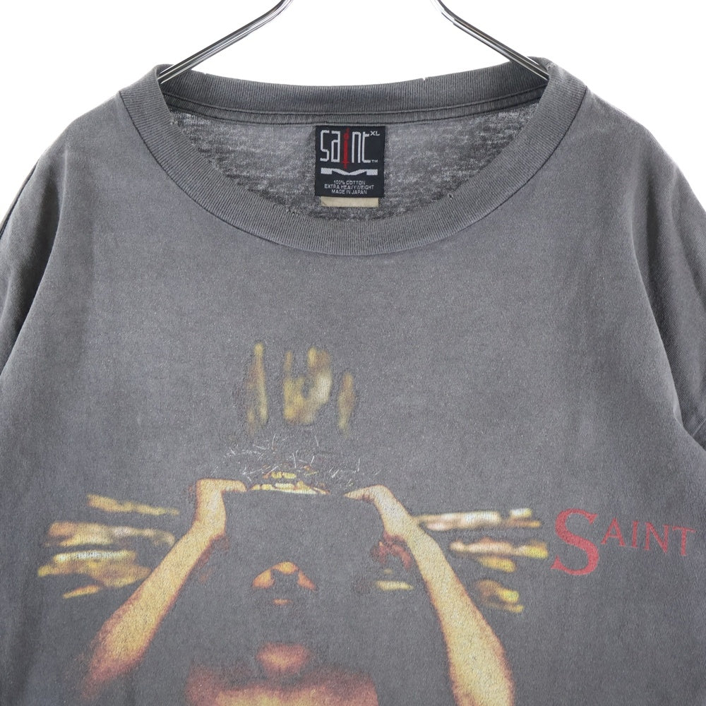 SAINT MICHAEL(セントマイケル) 23SS WE LIVE HELL 両面プリント クルーネック 半袖Tシャツ グレー SM-S23-0000-009