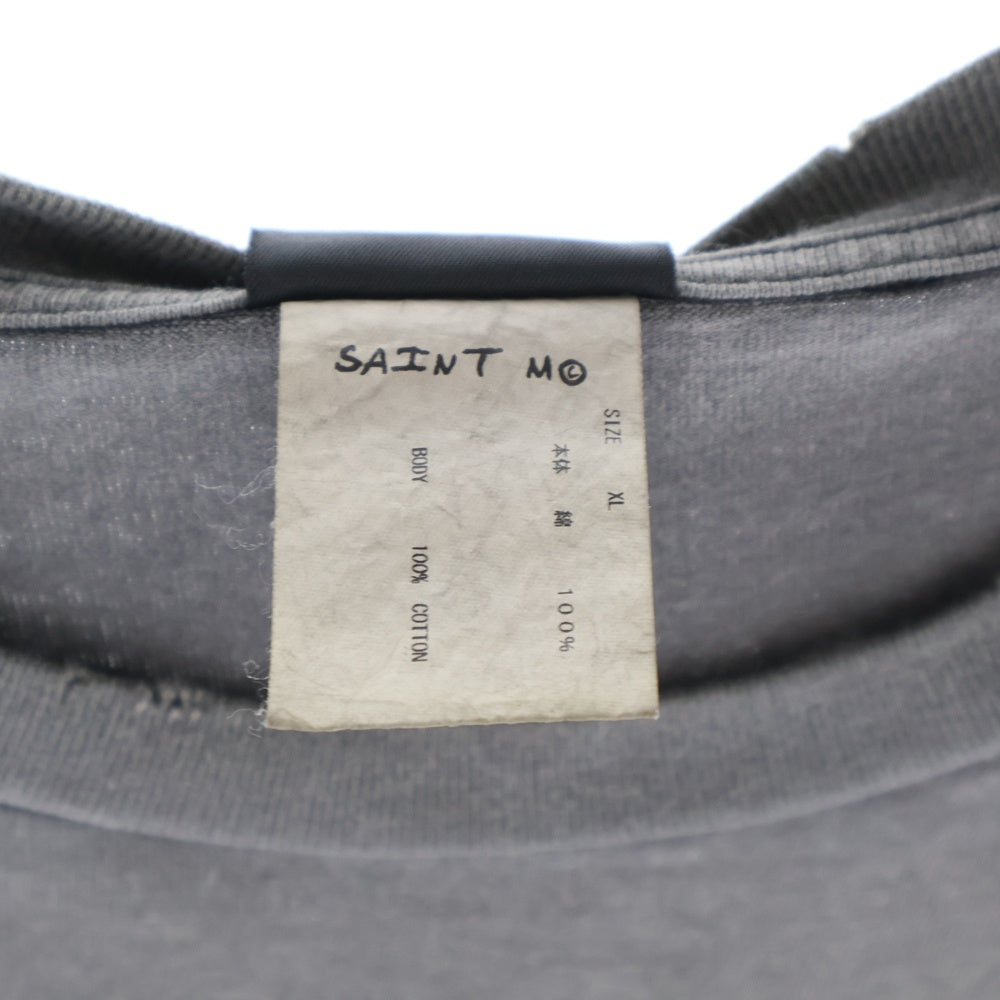 SAINT MICHAEL(セントマイケル) 23SS WE LIVE HELL 両面プリント クルーネック 半袖Tシャツ グレー SM-S23-0000-009
