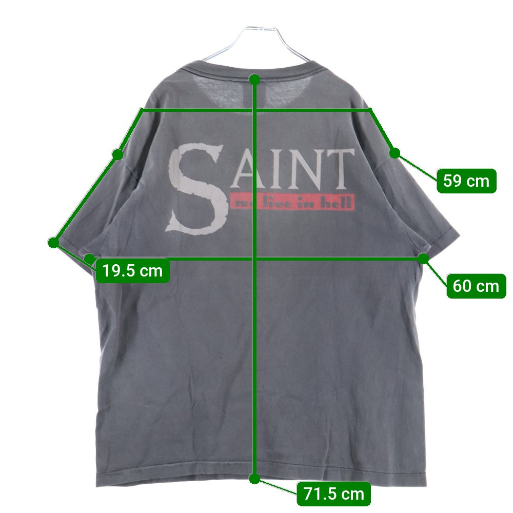 SAINT MICHAEL(セントマイケル) 23SS WE LIVE HELL 両面プリント クルーネック 半袖Tシャツ グレー SM-S23-0000-009
