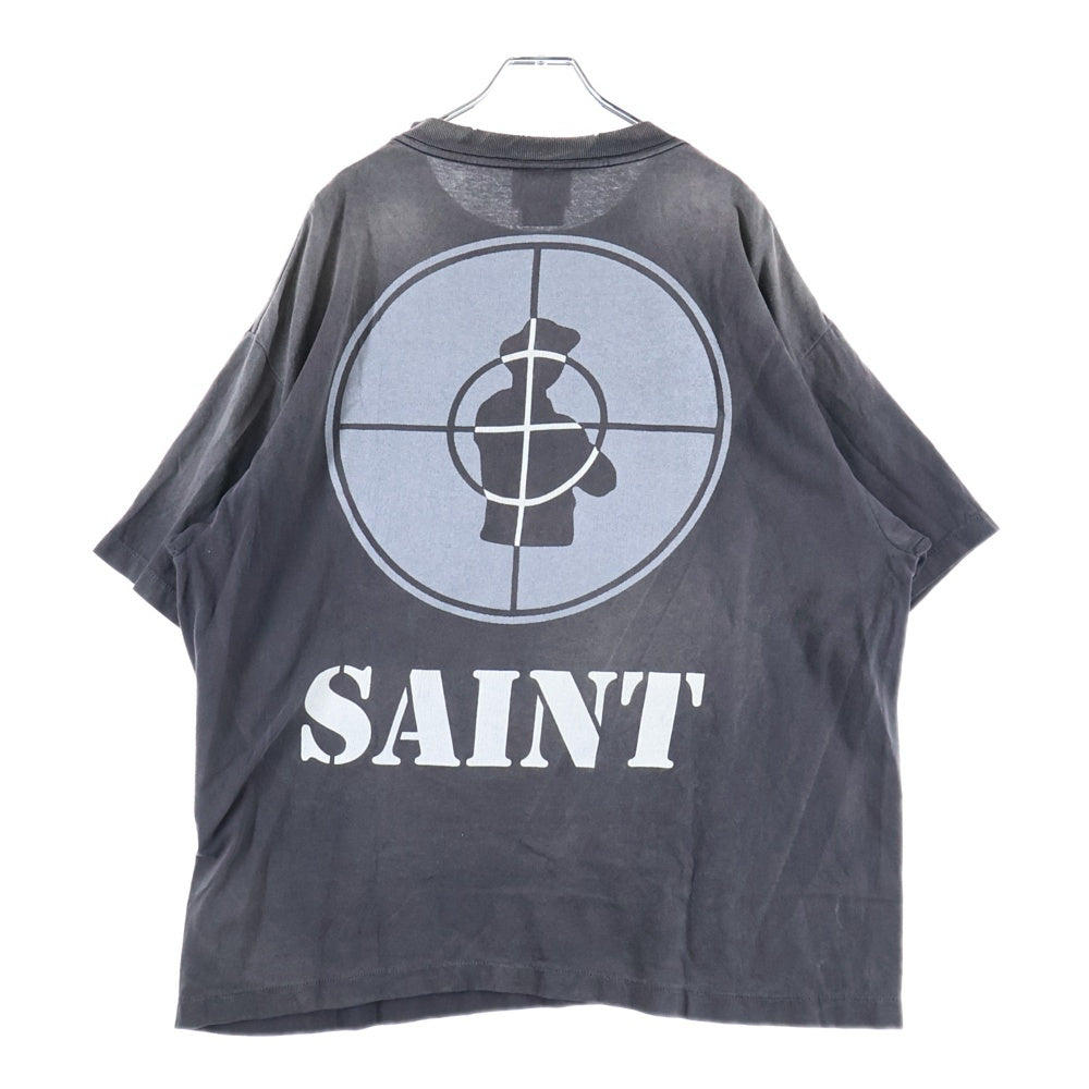 SAINT MICHAEL(セントマイケル) 24AW PUBLIC ENEMY PESS TEE 両面プリント クルーネック 半袖Tシャツ ブラック SM-YS1-0000-C18