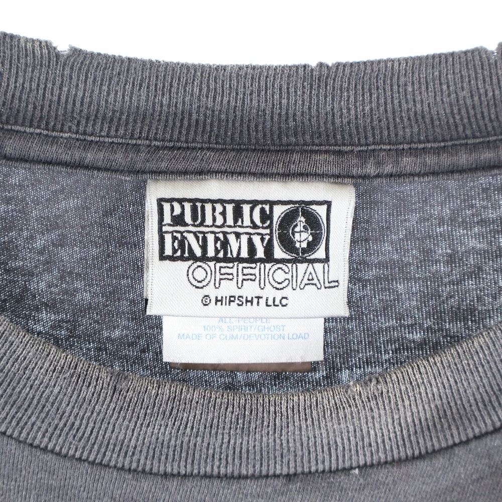 SAINT MICHAEL(セントマイケル) 24AW PUBLIC ENEMY PESS TEE 両面プリント クルーネック 半袖Tシャツ ブラック SM-YS1-0000-C18