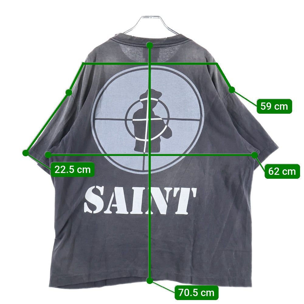 SAINT MICHAEL(セントマイケル) 24AW PUBLIC ENEMY PESS TEE 両面プリント クルーネック 半袖Tシャツ ブラック SM-YS1-0000-C18