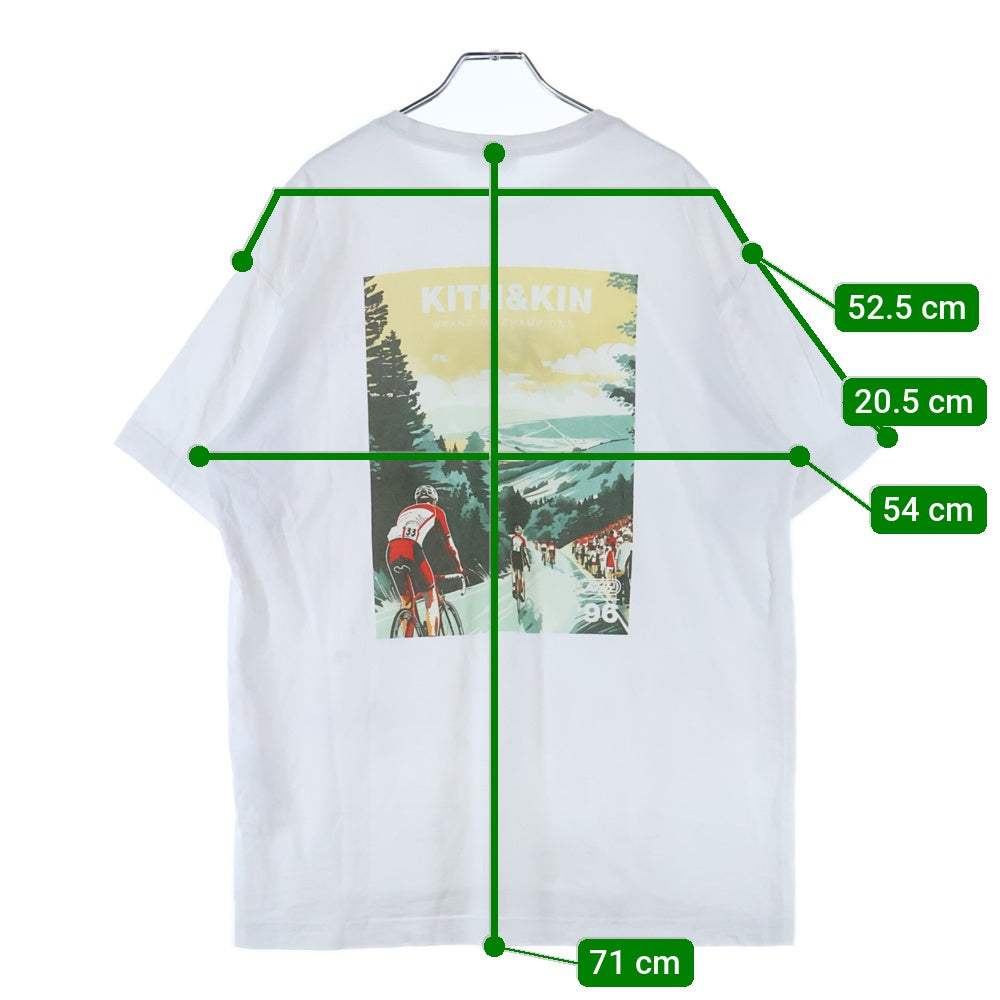KITH(キス) Cycling Poster Tee サイクリング ポスター Tシャツ 半袖カットソー フロントロゴ バックプリント ホワイト 25-073-060-0018-1-0