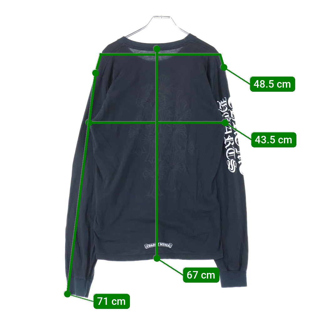CHROME HEARTS(クロムハーツ) CEMETERY バックセメタリープリント クルーネック 長袖Tシャツ ブラック