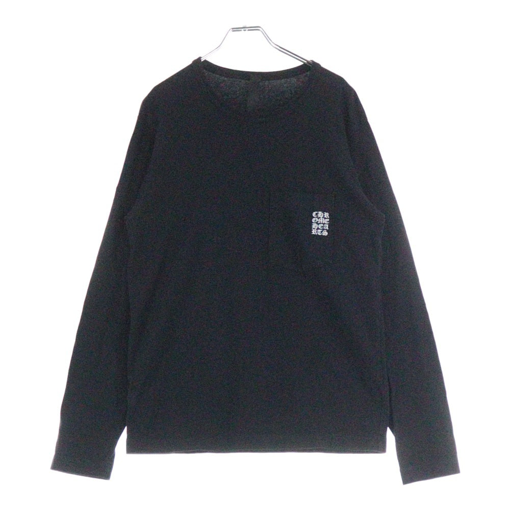 CHROME HEARTS(クロムハーツ) YNOT L/S TEE フロントロゴ刺繍 袖CHクロス刺繍 クルーネック 長袖Tシャツ ブラック